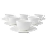 KAFFEETASSEN MIT UNTERTASSEN New Cottage Basic weiß 150 ml 6er Set - Weiß, Keramik (16.7/8/16.7cm) - Villeroy & Boch