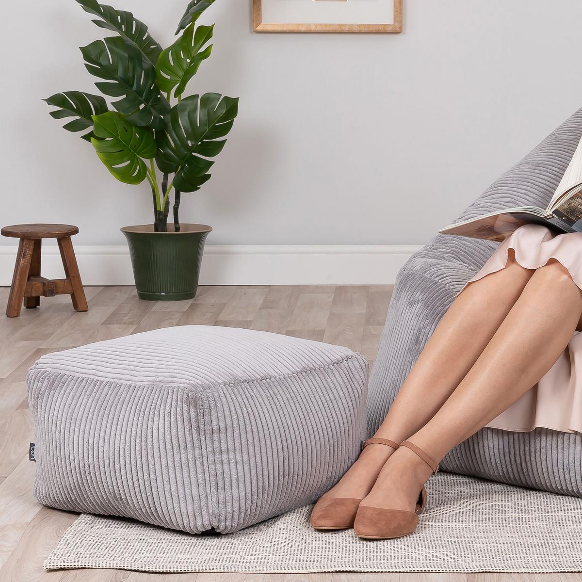 SITZPOUF Amara - Hellgrau, Textil (42/24/42cm) - icon