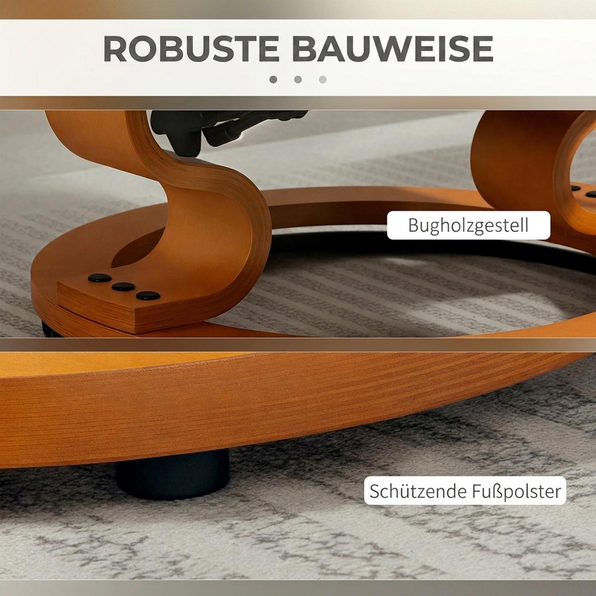 RELAXSESSEL-MIT-HOCKER 2er Set Kunstleder Holz Cremeweiß - Creme/Naturfarben, Holz/Kunststoff (85/104/76cm) - HOMCOM