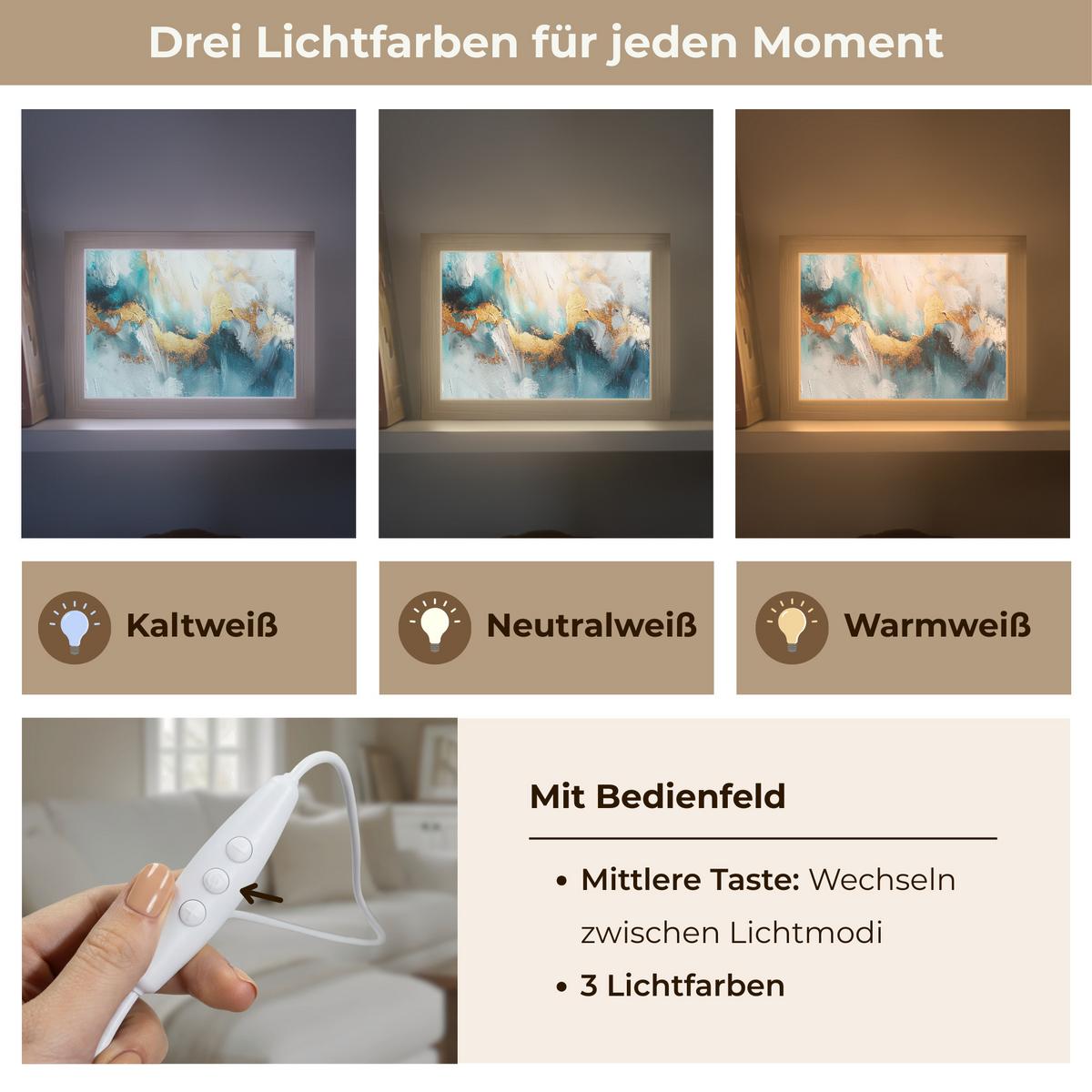 WANDLEUCHTE Abstrakt - Kunst - Gold - Blau 20x15 cm - Türkis, Holzwerkstoff (20/15/8cm) - OnlyWow