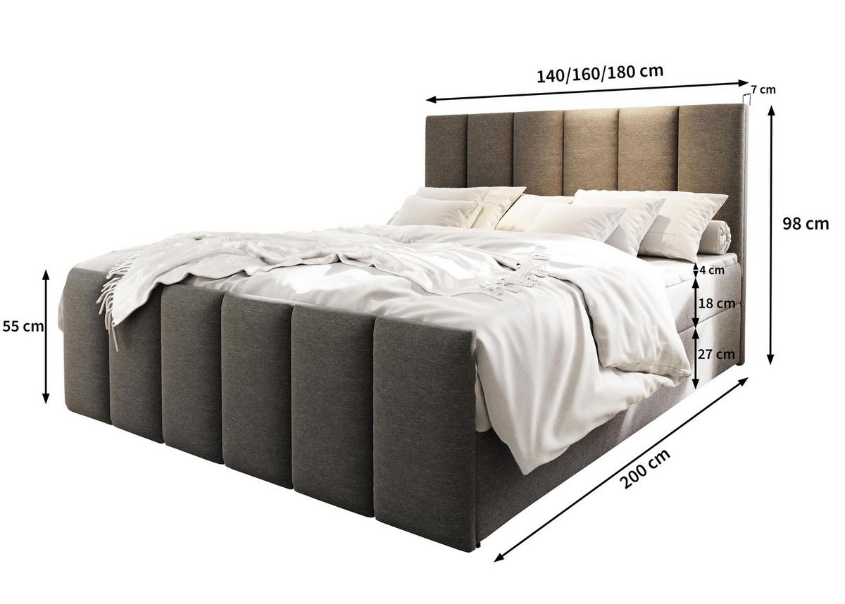 BOXBETT LAGO 180x200 cm mit Matratze und Topper - Braun - Braun, Holz (180/200cm) - MASSENO