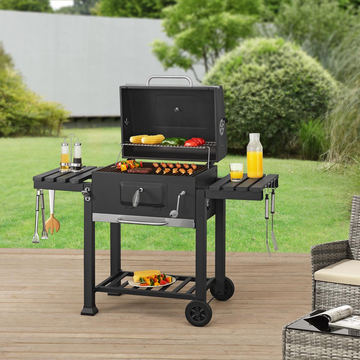 GRILLWAGEN Arnad - Schwarz, Metall (135/105/47.5cm) - casa.pro