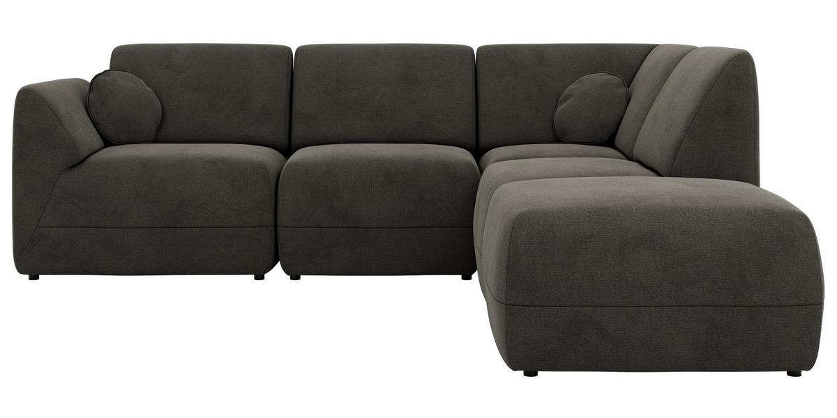 ECKSOFA NOARA 5M L Dunkelgrau Velvet - Rechts - Dunkelgrau/Schwarz, Kunststoff/Textil (267/244cm) - MKS