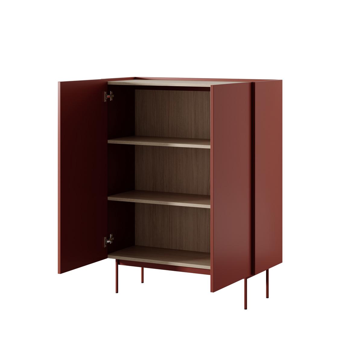 HIGHBOARD COLORE 97/122/37 cm mit 2 Türen Rot - Rot, Holzwerkstoff (97/122/37cm) - MASSENO