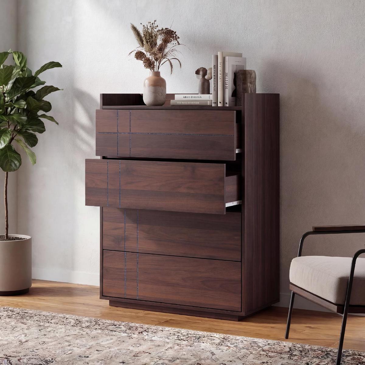 KOMMODE Walnuss Dekor - Walnussfarben, Holz (80/107/40cm) - MCW