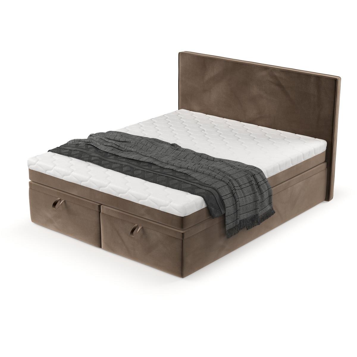 BOXBETT Zalla 140/200 cm Braun im Paros Stoff - Schwarz/Braun, Holz/Holzwerkstoff (140/200cm) - AltaBeds