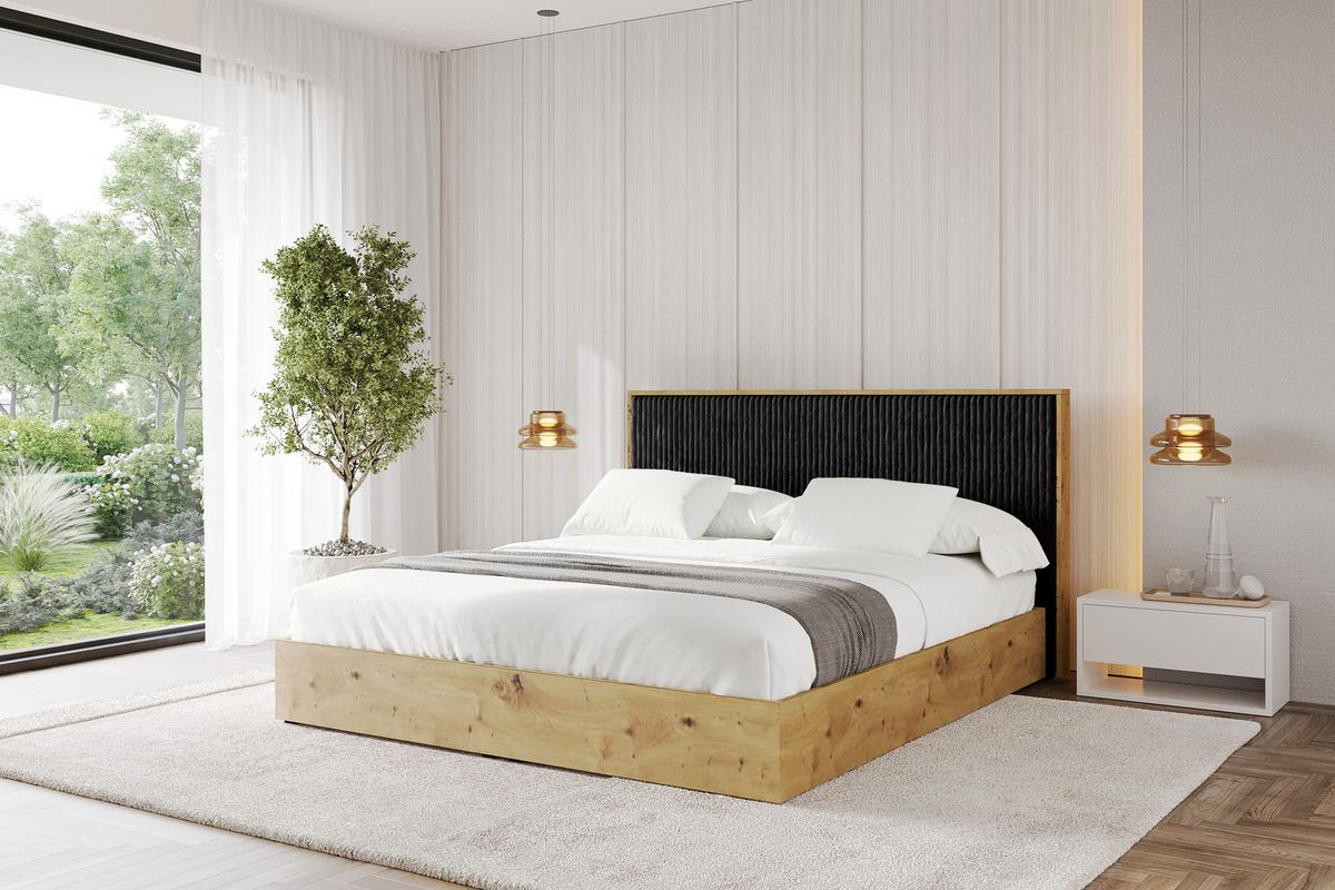 POLSTERBETT mit Bettkasten und Lattenrost, Boxbett mit Kopftei und Stauraum mit Matratze H3/H4 - ENZO10 120x200 Schwarz - Schwarz, Holzwerkstoff/Textil (120/200cm) - ALTDECOR