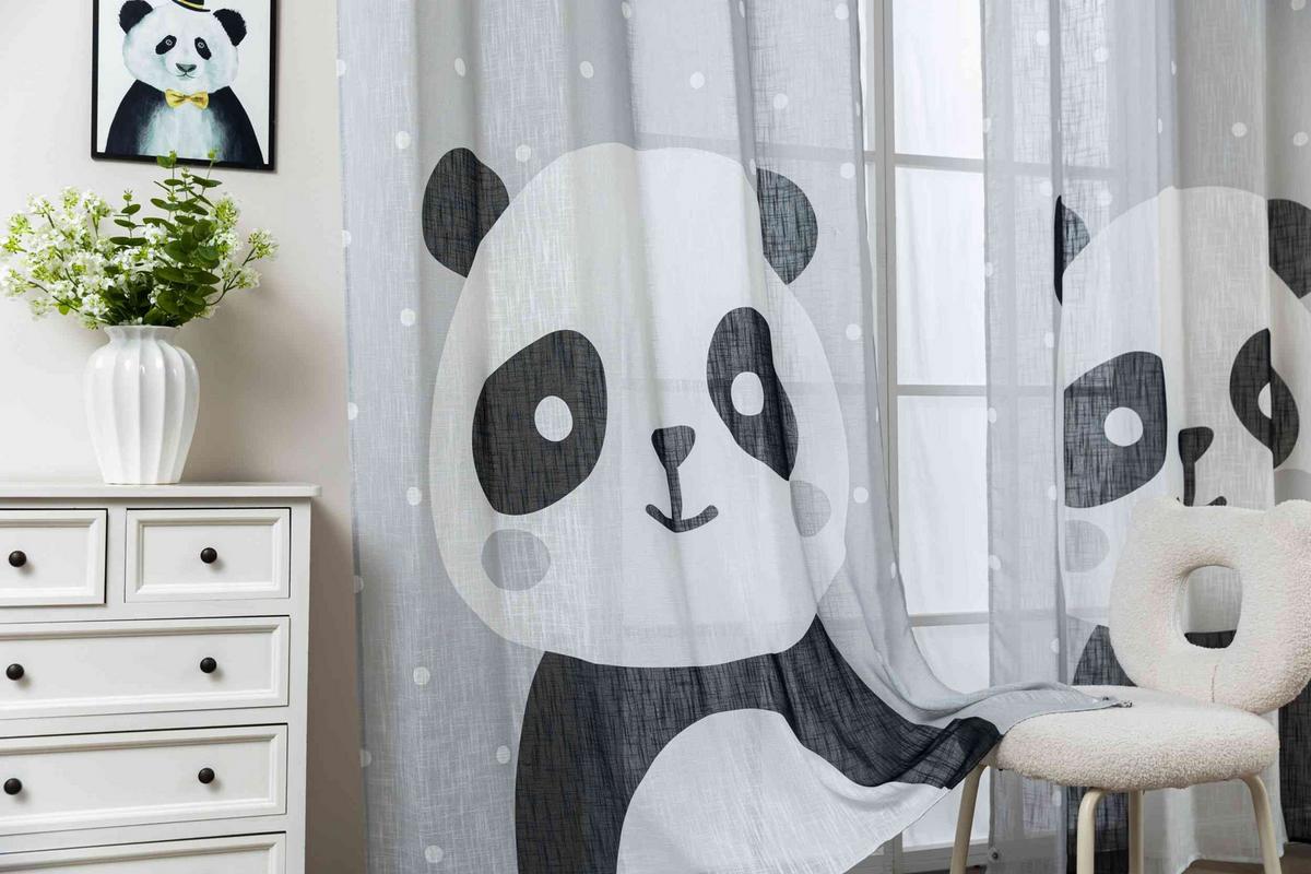 VORHANG SEOUL HxB 245x140 cm Panda - Weiß, Textil (140/245cm) - Gardinenbox