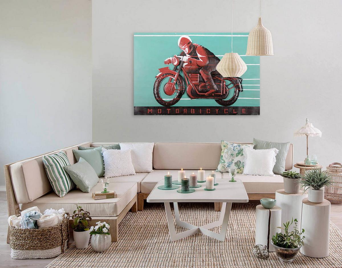 METALLBILD Rot 120/80 cm - Blau/Rot, Metall (7.71/80cm) - KUNSTLOFT