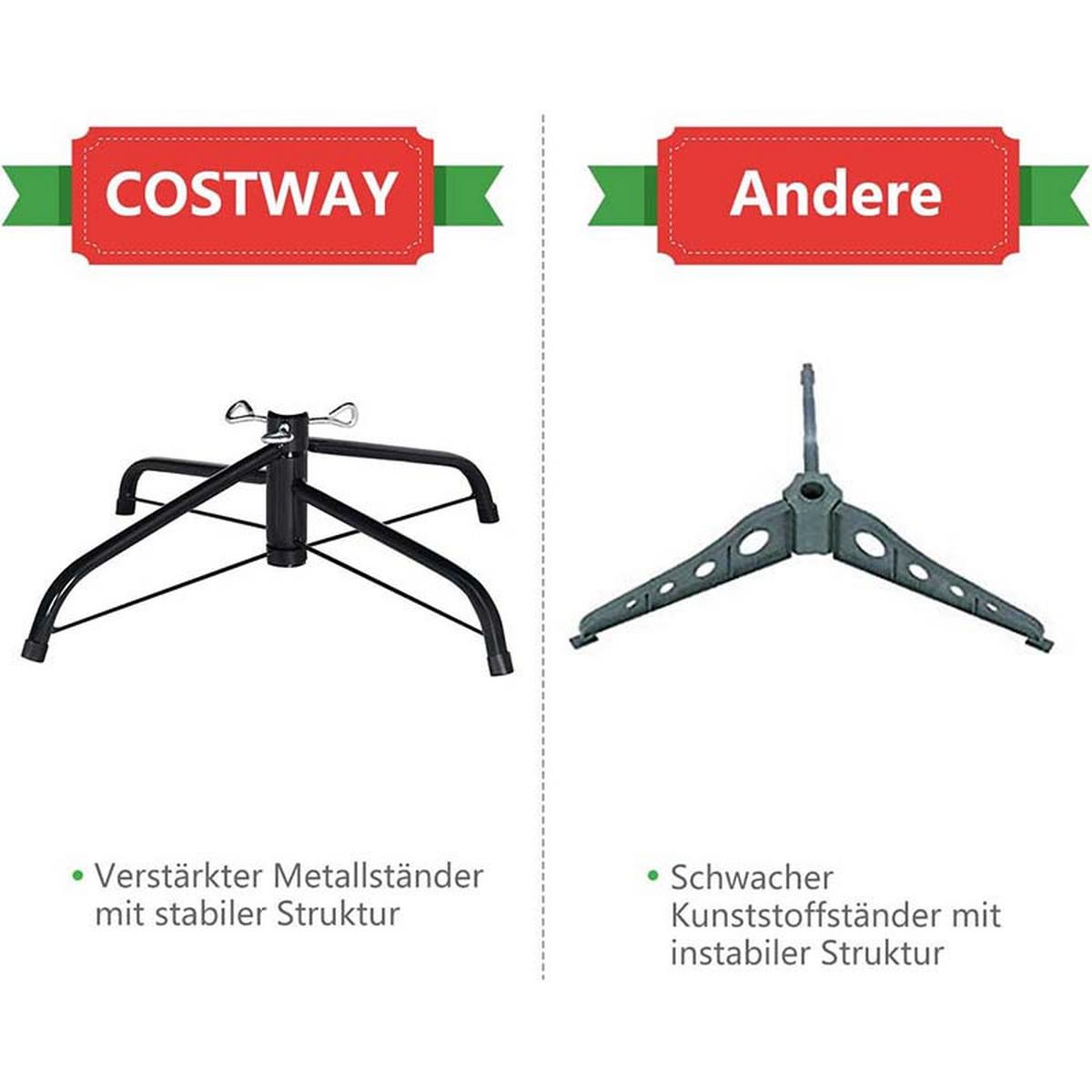 WEIHNACHTSBAUM mit 11 Lichtmodi und 5 Farbwechseln 210CM Grün - Grün, Metall (210cm) - COSTWAY