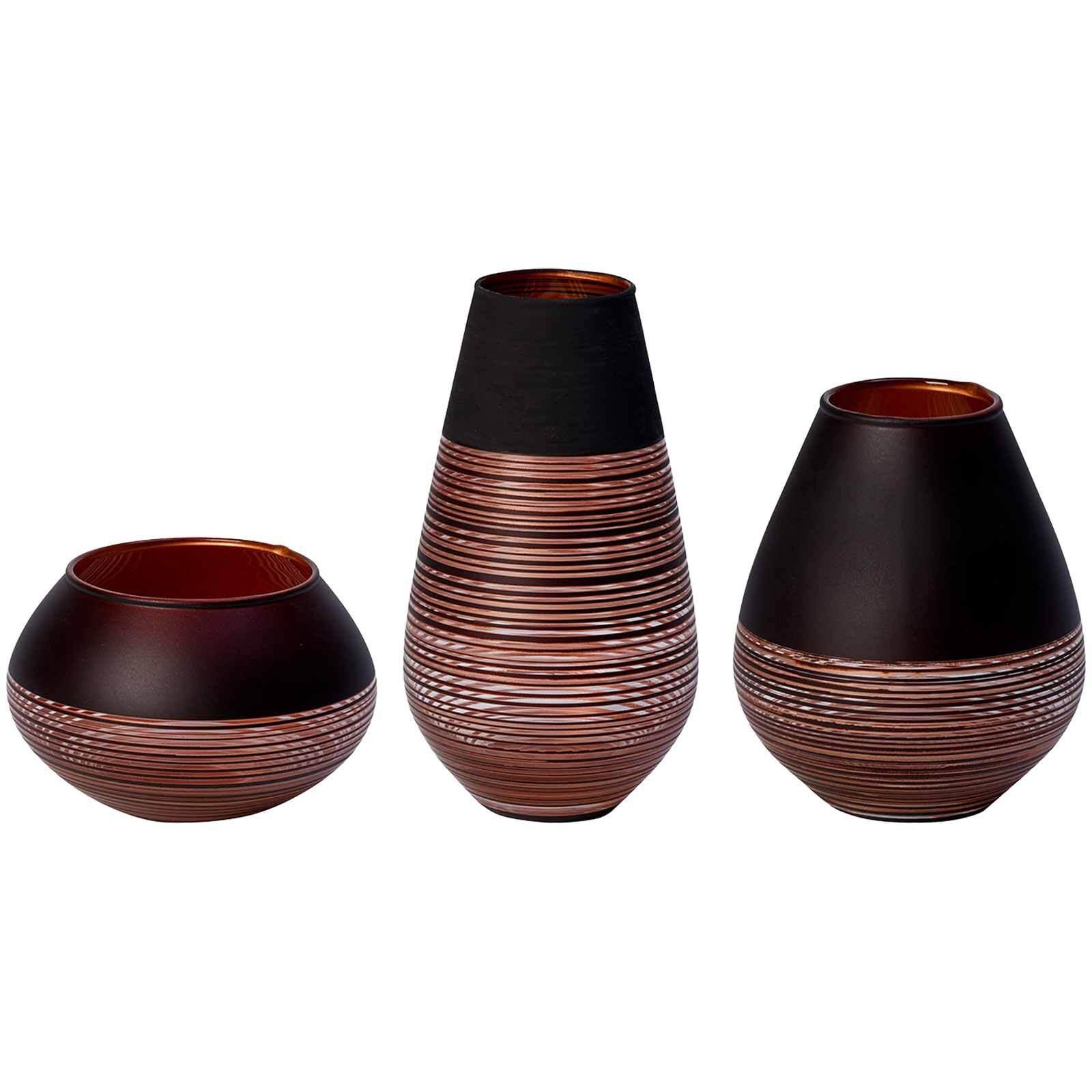 DEKO-SET Manufacture Swirl schwarz 3-tlg. - Schwarz, Glas (2cm) - Villeroy & Boch