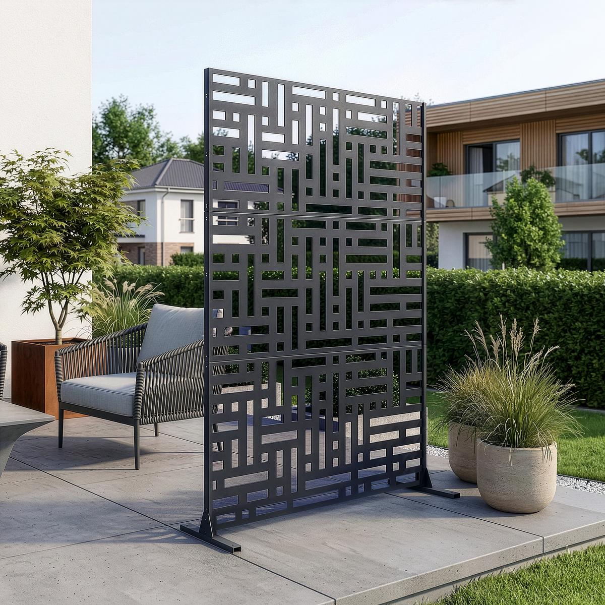 TRENNWAND Bernalda - Anthrazit, Metall (120/180cm) - casa.pro