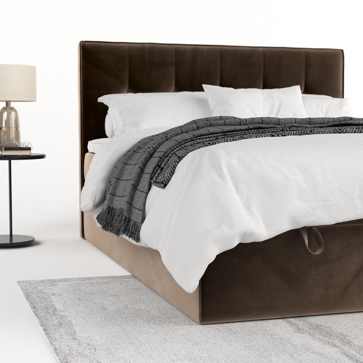 BOXBETT Tivra 140/200 cm Braun im Paros Stoff - Schwarz/Braun, Holz/Holzwerkstoff (140/200cm) - AltaBeds