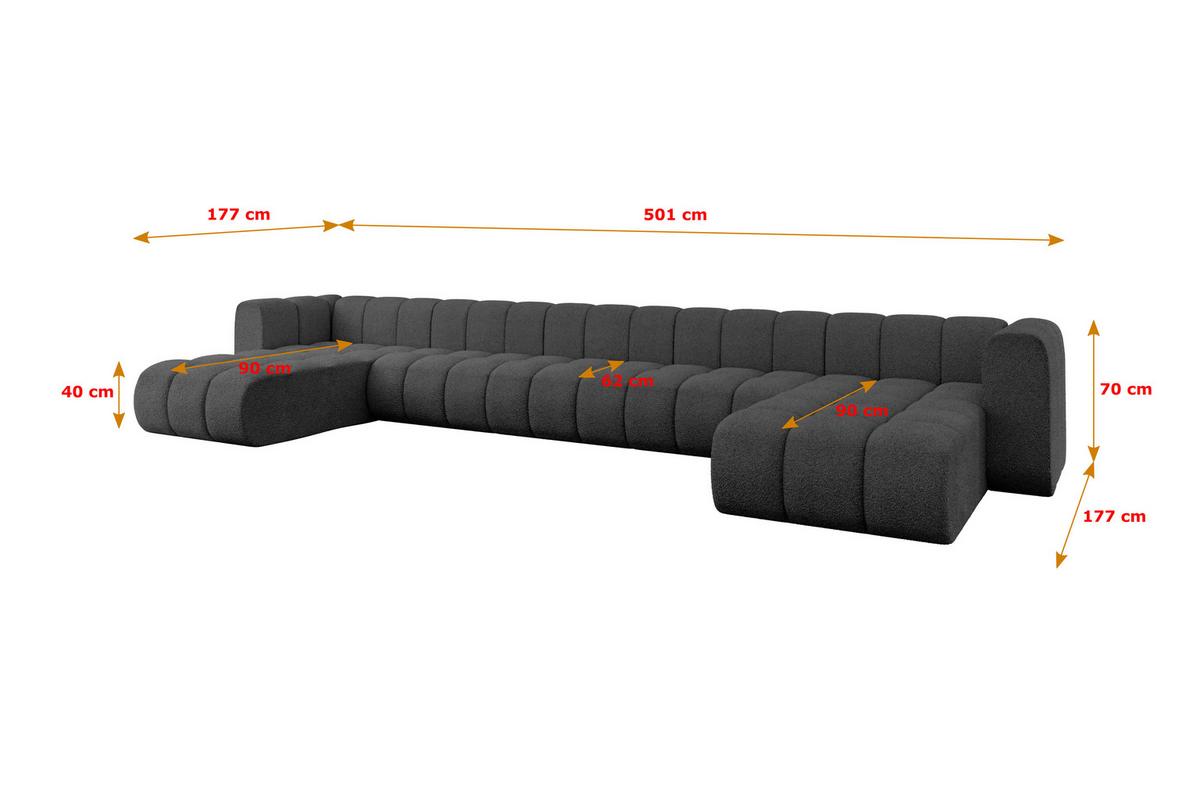 WOHNLANDSCHAFT modulares Sofa Joren-U3 - 501x177x70 cm Grau - Grau, Holzwerkstoff/Textil (501/70/177cm) - ALTDECOR