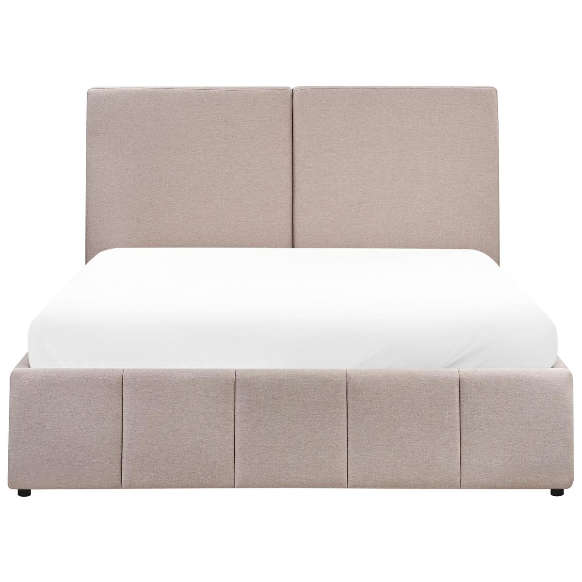 BETT mit Stauraum 160/200 cm Stoff Taupe Castelnavet - Taupe, Textil (160/200cm) - Beliani