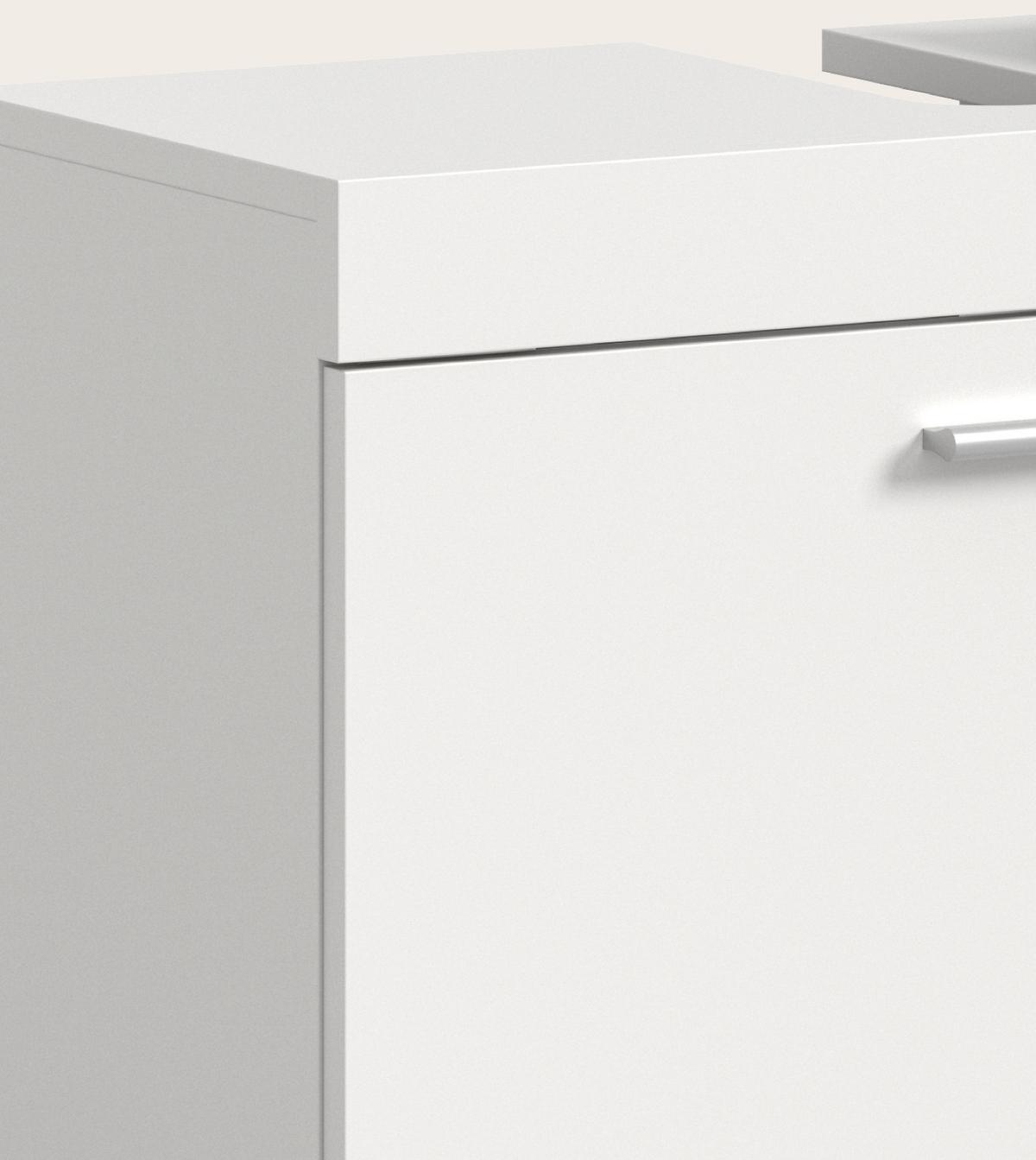 WASCHBECKENUNTERSCHRANK weiß 65 cm, Unterschrank 1-türig - Silberfarben/Weiß, Holzwerkstoff/Kunststoff (65/63/31cm) - Inn.Furn