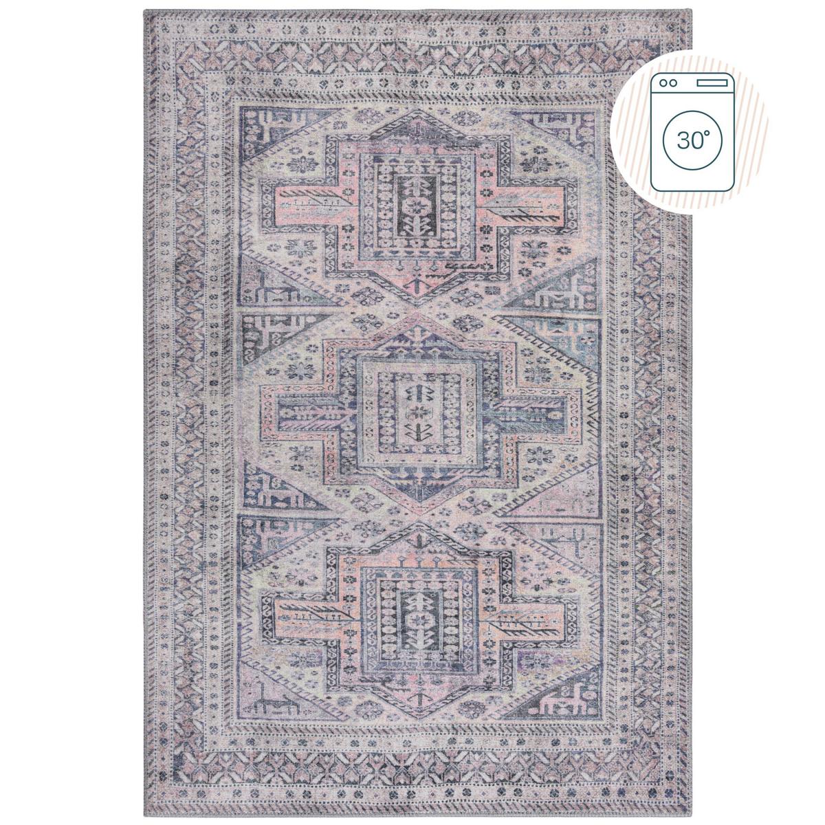 TEPPICH Waschbar HURST, geometrisch, Grau-Rosa, 190 x 290 cm - Grau, Textil (290/190cm) - KADIMA DESIGN