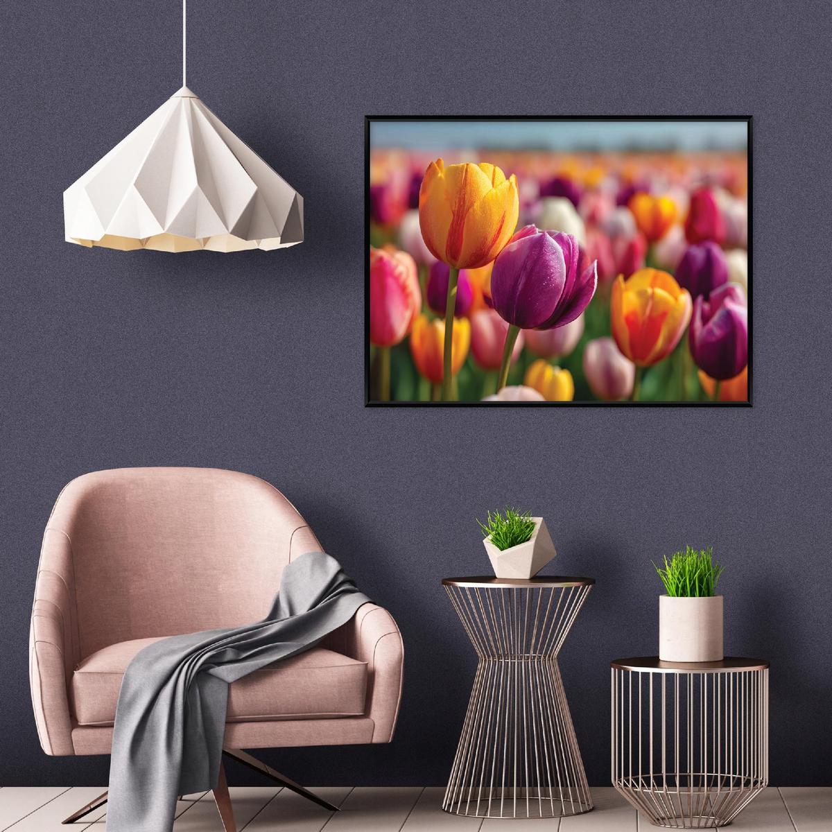 BILDER mit Rahmen Blumen Tulpen Bunt 60x40 cm - Multicolor, Holzwerkstoff (60/40cm) - Wallarena