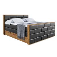 BOXSPRINGBETT mit Matratze H3|H4 und Lattenrost - LOLLI8-Z KING-160x200 - Schwarz Kunstleder - Schwarz, Holzwerkstoff (160/200cm) - ALTDECOR