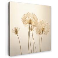 LEINWANDBILD Sonnenlicht - Löwenzahn - Botanisch - Blumen Deko Wohnzimmer 20x20 cm - Creme, Textil (20/20cm) - MuchoWow