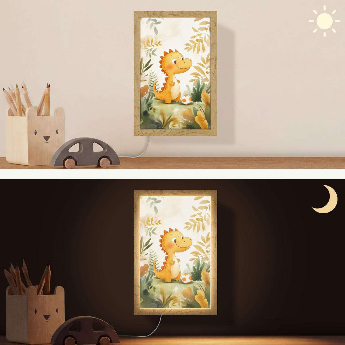 WANDLEUCHTE Dino - Fußball - Orange 20x30 cm - Beige, Holzwerkstoff (20/30/8cm) - OnlyWow