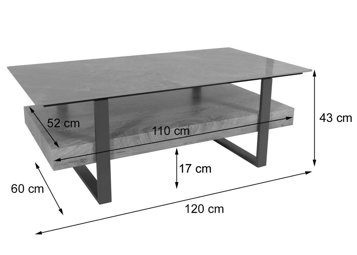 COUCHTISCH rechteck Schwarz - Schwarz, Holz (60/120/43cm) - MCW