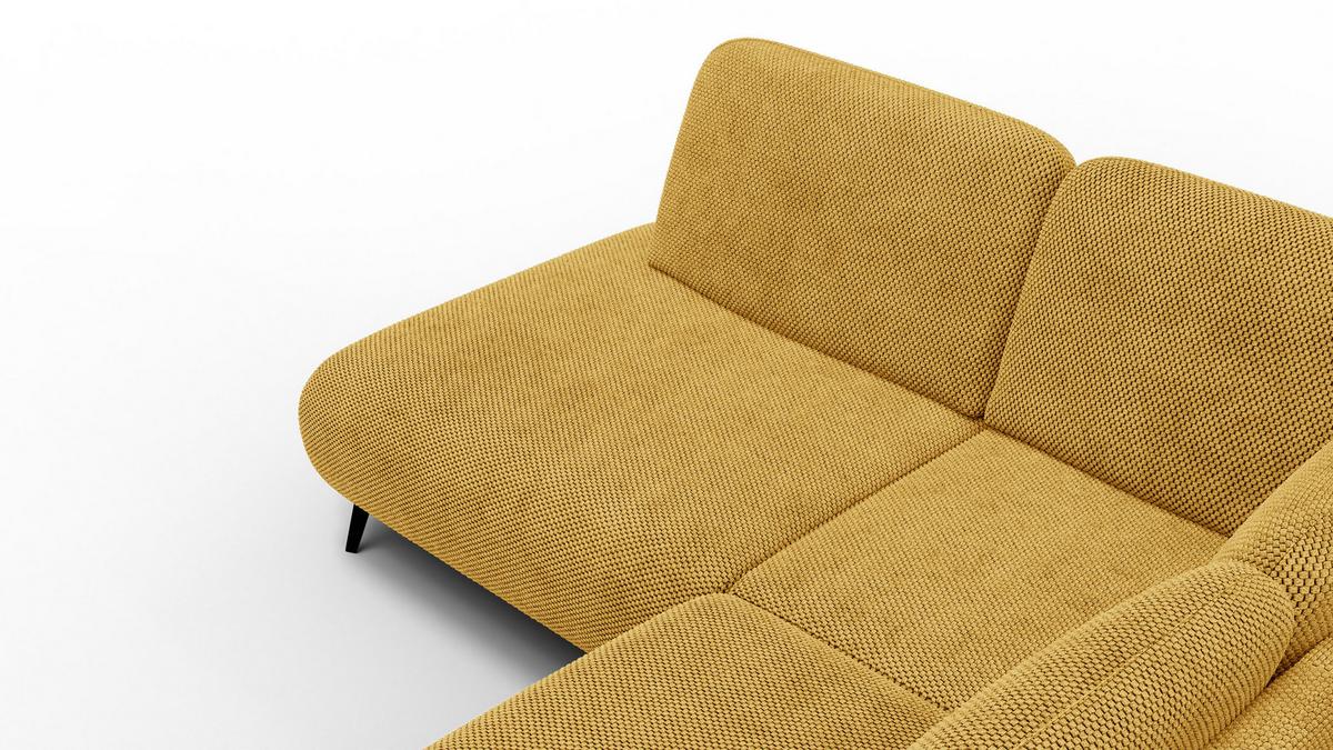 ECKSOFA FEBE 5-Sitzer links, dunkelgelb - Gelb/Schwarz, Holz/Textil (271/190cm) - Wozimo