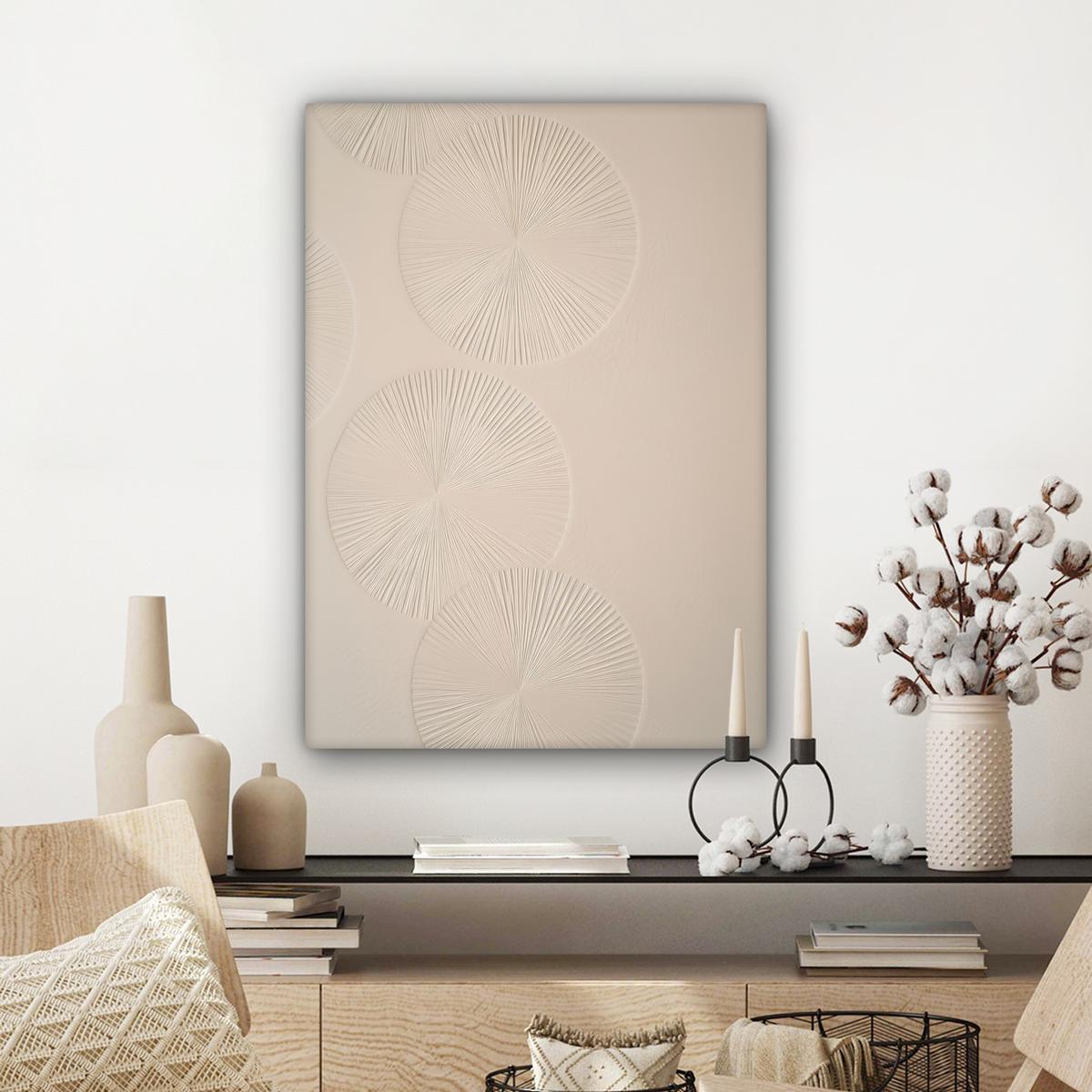 LEINWANDBILD Japandi - Beige - Modern Wandbild Wohnzimmer 60x80 cm - Ecru, Textil (60/80cm) - MuchoWow