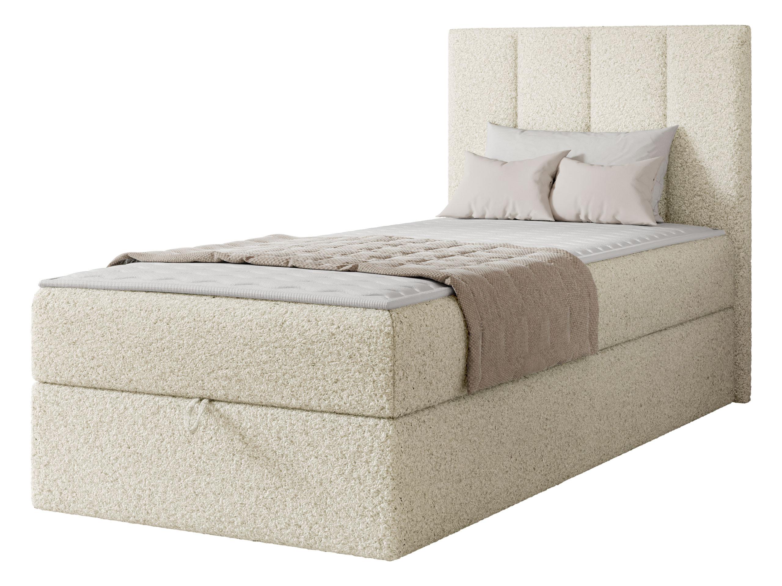 BOXBETT Rebos Single Boucle - H3 - Creme, Holz/Textil (90/200cm) - MIRJAN24