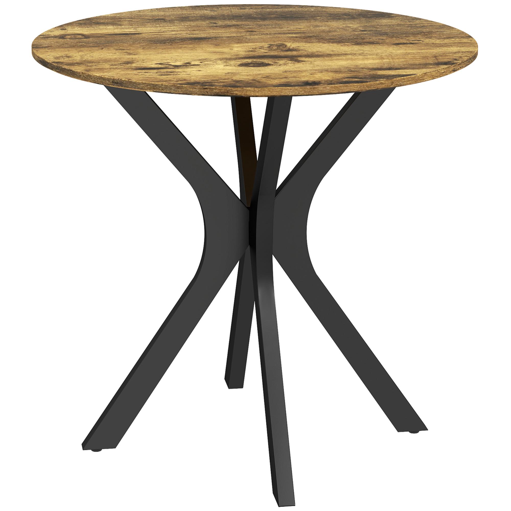 ESSTISCH, Runder Küchentisch, Moderner Esszimmertisch mit Spider-Stahlgestell - Braun, Holzwerkstoff (78/78/75cm) - HOMCOM