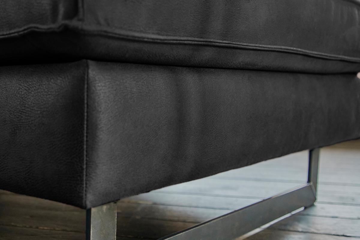 SOFA VILNIUS Schwarz Lederfaserstoff - Schwarz, Leder/Metall (166/85/99cm) - KAWOLA