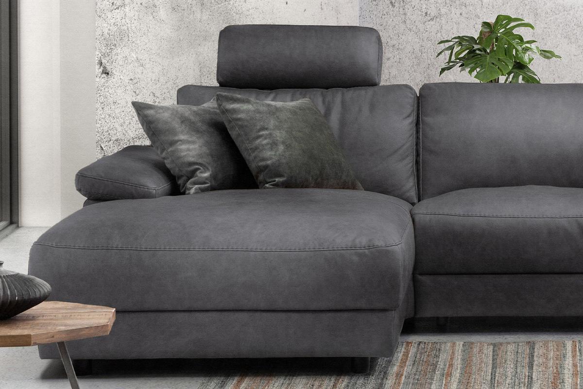ECKSOFA XL MOTORISCHER RELAXFUNKTION LOLA Grau Webstoff Relaxfunktion - Schwarz/Grau, Textil (304/178cm) - KAWOLA