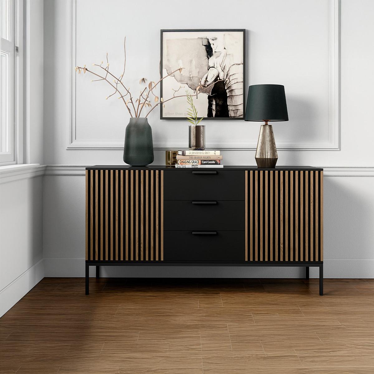 SIDEBOARD Melchior Schwarz - Schwarz, Holzwerkstoff (80/35/80cm) - Petits-meubles