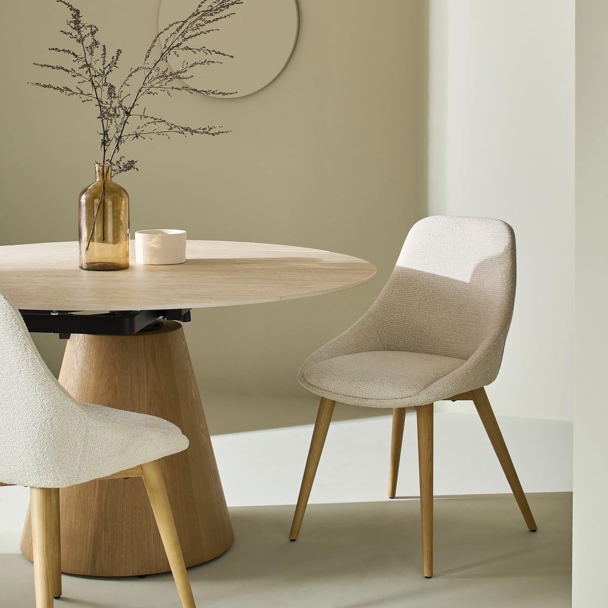 POLSTERSTUHL Textil Beige 82/55/61,5 cm - Beige, Holz (55/61.5/65cm) - Signature