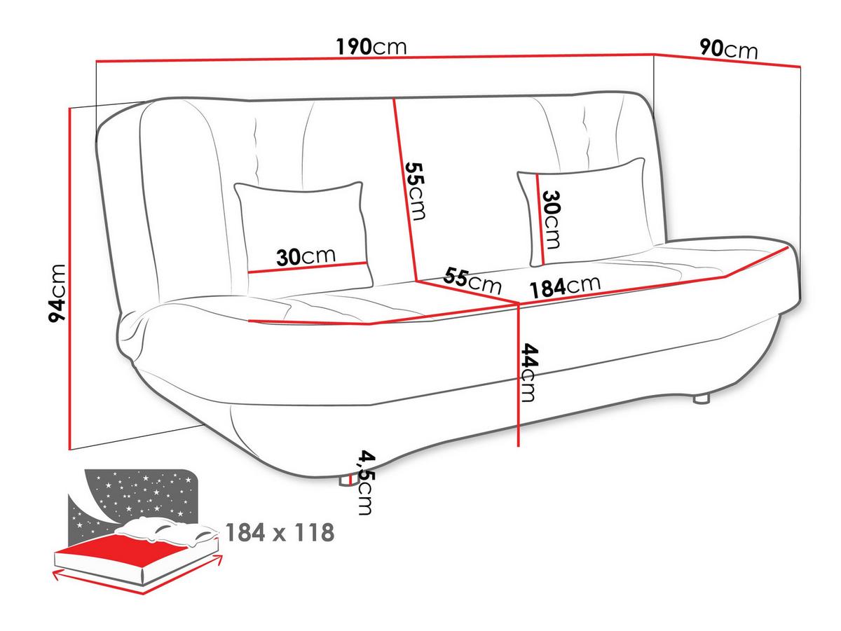 SCHLAFSOFA Pinto - Blau/Schwarz, Holzwerkstoff/Kunststoff (190/94/90cm) - MIRJAN24