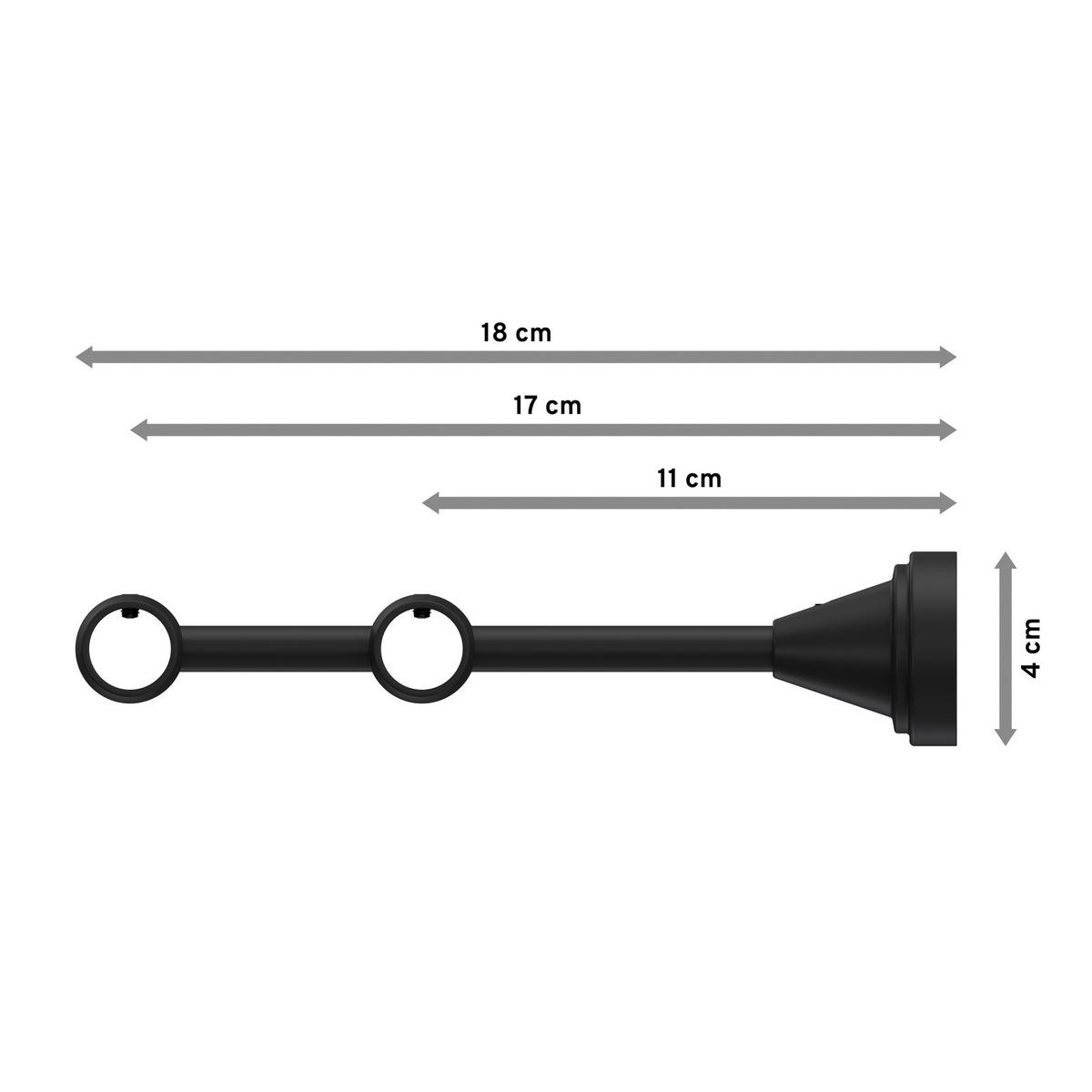 TRÄGER FÜR GARDINENSTANGEN 16 mm Ø, Primus 2-läufig, Schwarz - Schwarz, Metall (19.2/4/4cm) - INTERDECO