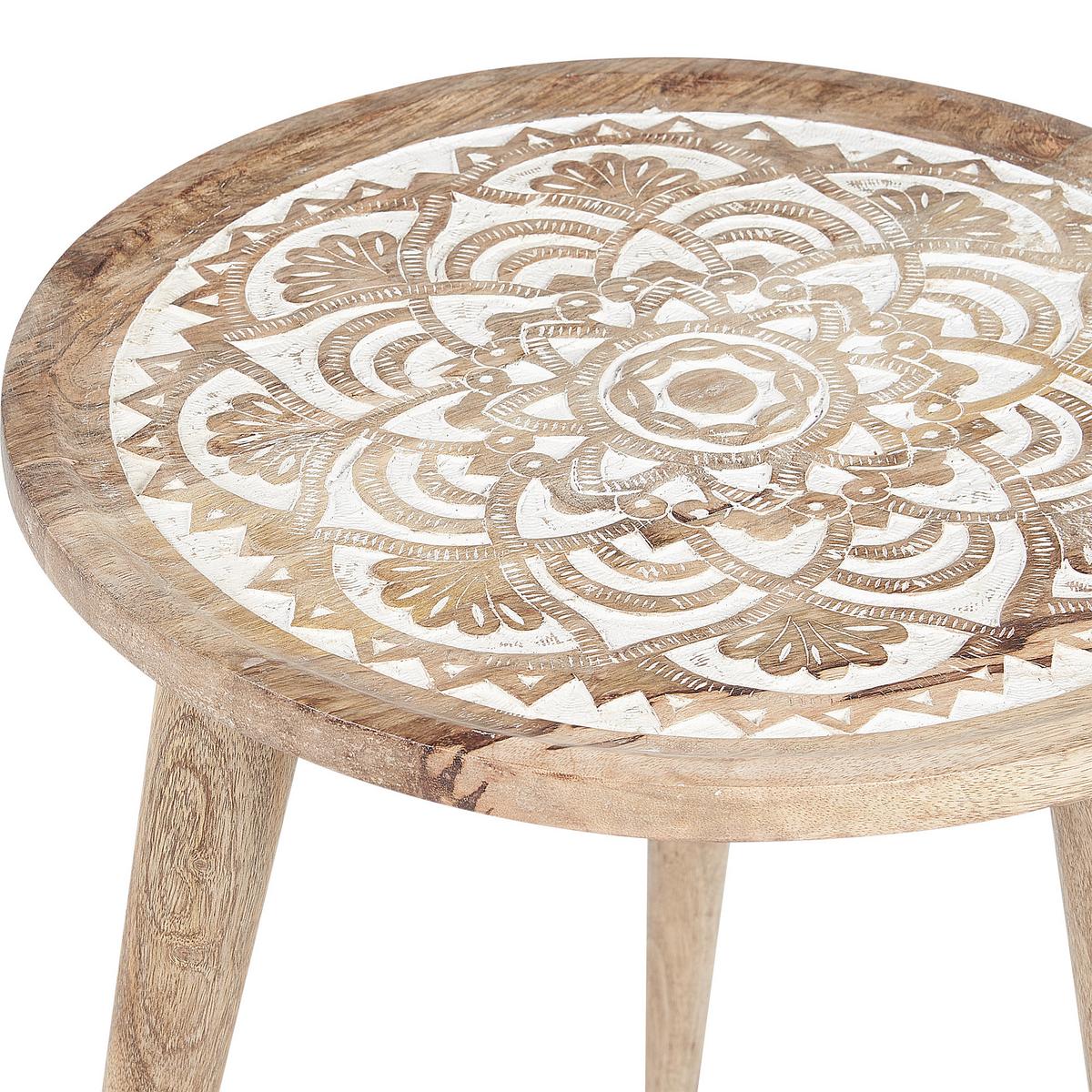 BEISTELLTISCH 2er-Set Mango Holz Braun/Weiß Sakita - Hellbraun, Holz (37/37/37cm) - Beliani
