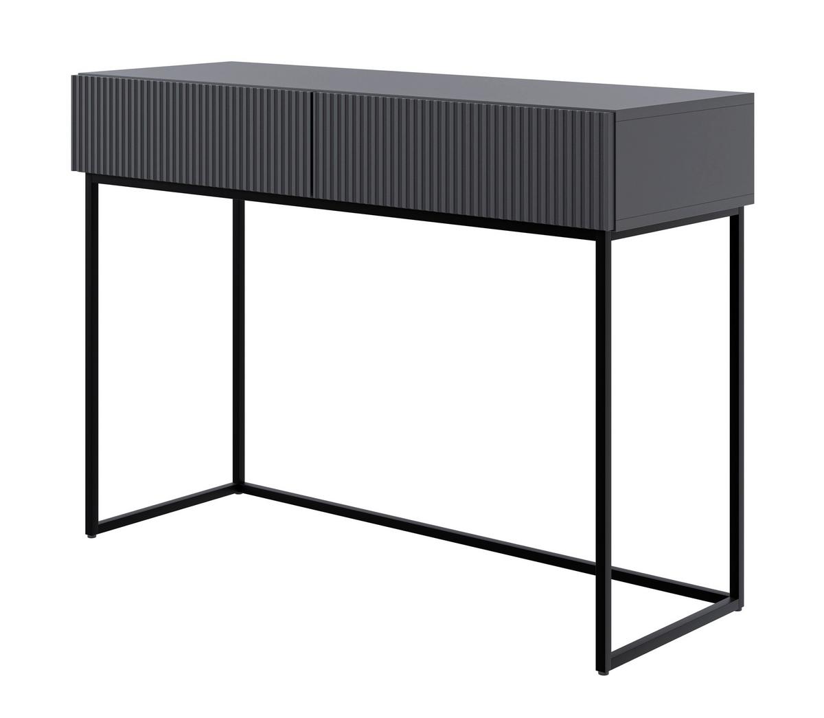 SCHMINKTISCH Veldio Schwarz mit schwarzen Beinen 110 cm - Schwarz, Holzwerkstoff/Metall (110/79/40cm) - Selsey