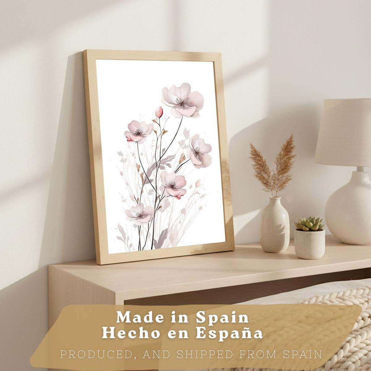 POSTER 3er-Set Wandbilder Orchidee Rosa modern Wohnzimmer Deko, Schlafzimmer, Küche, Badezimmer Rahmenlos A4 - Beige, Papier (29.7/1/21cm) - Nacnic