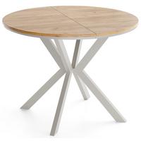 ESSTISCH Valio Neo rund oval ausziehbar verlängerbar mit Metallbeinen in Kaschmir Grau, Eiche Braun 90-130/90/76 cm - Kaschmir/Beige, Holzwerkstoff/Metall (90/130/76cm) - WFL GROUP