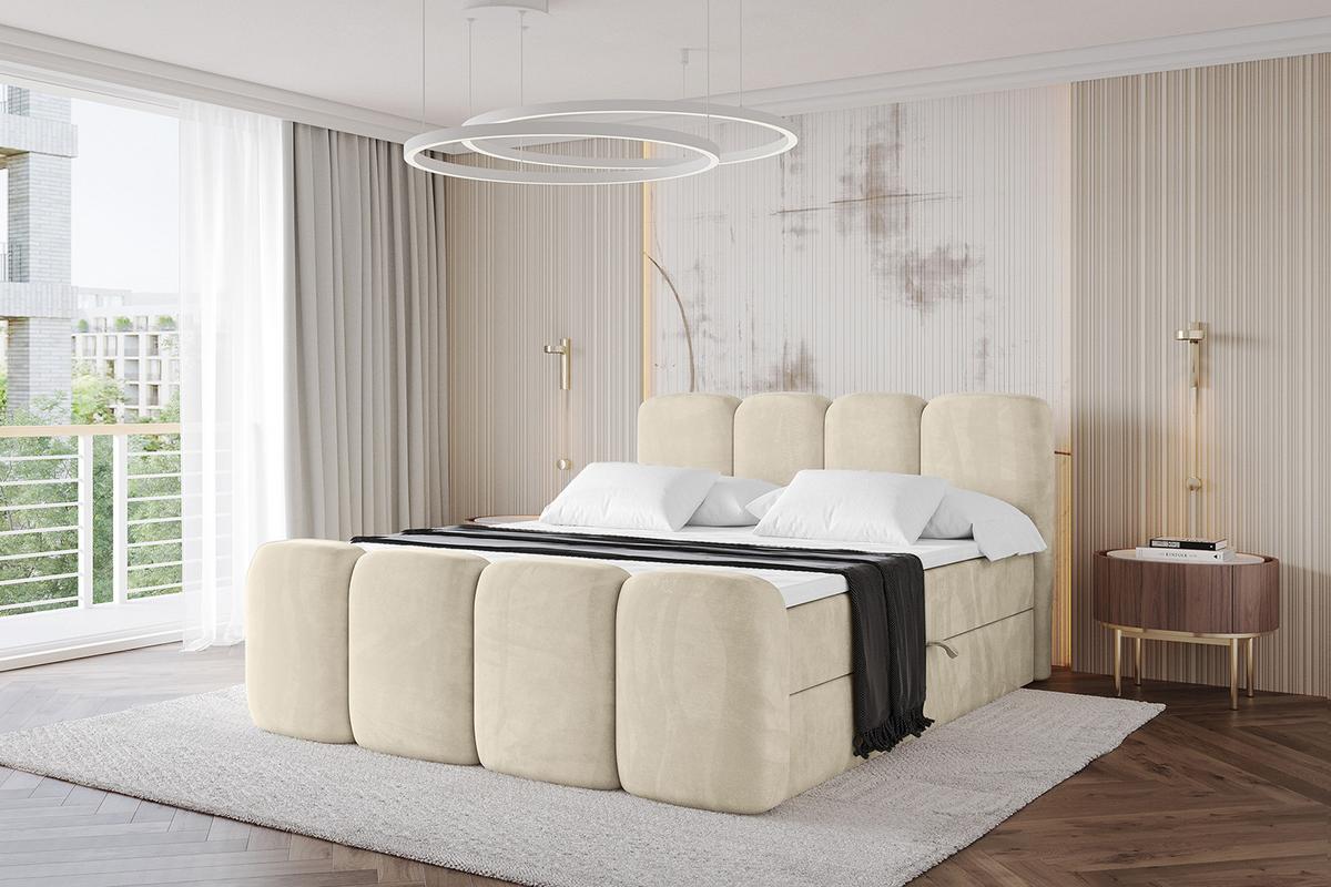 BOXBETT mit Matratze H4 und Lattenrost - NINA-Z - 200x200 cm - Beige - Sahara, Holzwerkstoff (200/200cm)
