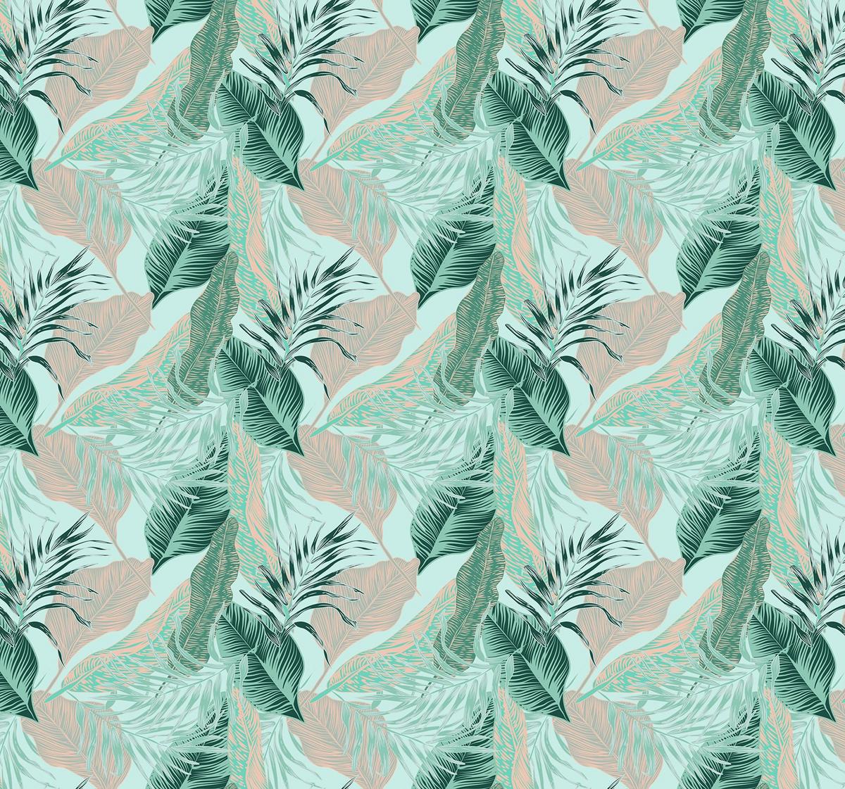 VERDUNKELUNGSROLLO 150x140 cm Tropische Blätter - Blau, Textil (150/140cm) - TULUP