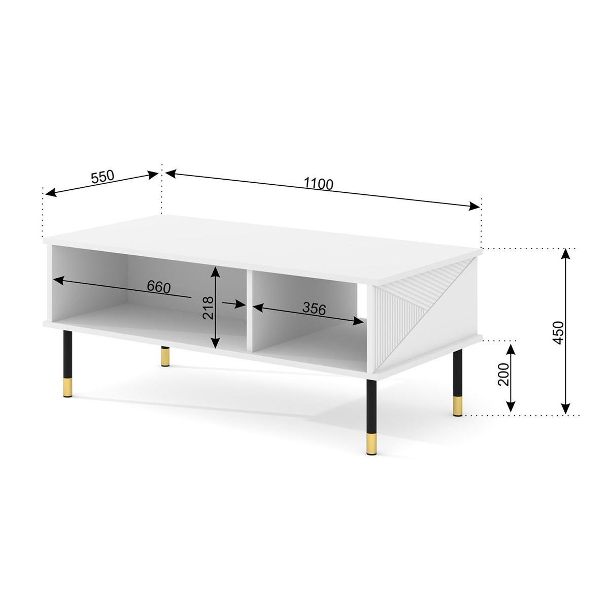 COUCHTISCH Aglaé Weiß - Weiß, Holzwerkstoff (55/110/45cm) - Petits-meubles