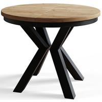 RUNDER Esszimmertisch LOFT, ausziehbarer Tisch Durchmesser: 100 cm/180 cm, Wohnzimmertisch Farbe: Braun, mit Metallbeinen in Farbe Schwarz - Schwarz/Braun, Holzwerkstoff (100/100/76cm) - Alpi-Möbel
