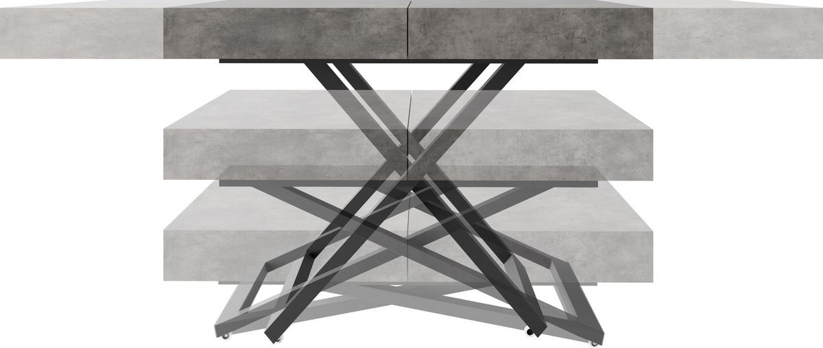 COUCHTISCH Cavetta U höhenverstellbar ausziehbar, Schwarz 120-200/80/27-76 cm - Kaschmir/Schwarz, Holzwerkstoff/Metall (80/120/76cm) - WFL GROUP