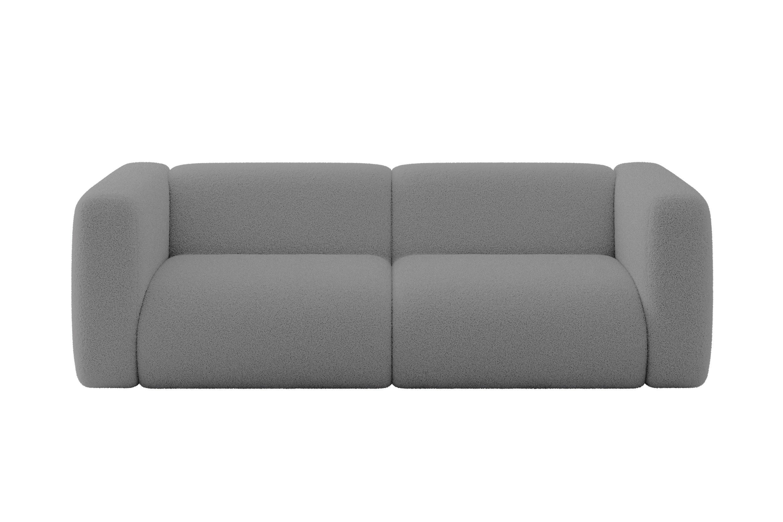 MODULARES Sofa 2-SITZER MIRA-S1 228x89x70 Grau cm Bouclé - Platinfarben/Schwarz, Holzwerkstoff/Kunststoff (228/70/89cm) - ALTDECOR