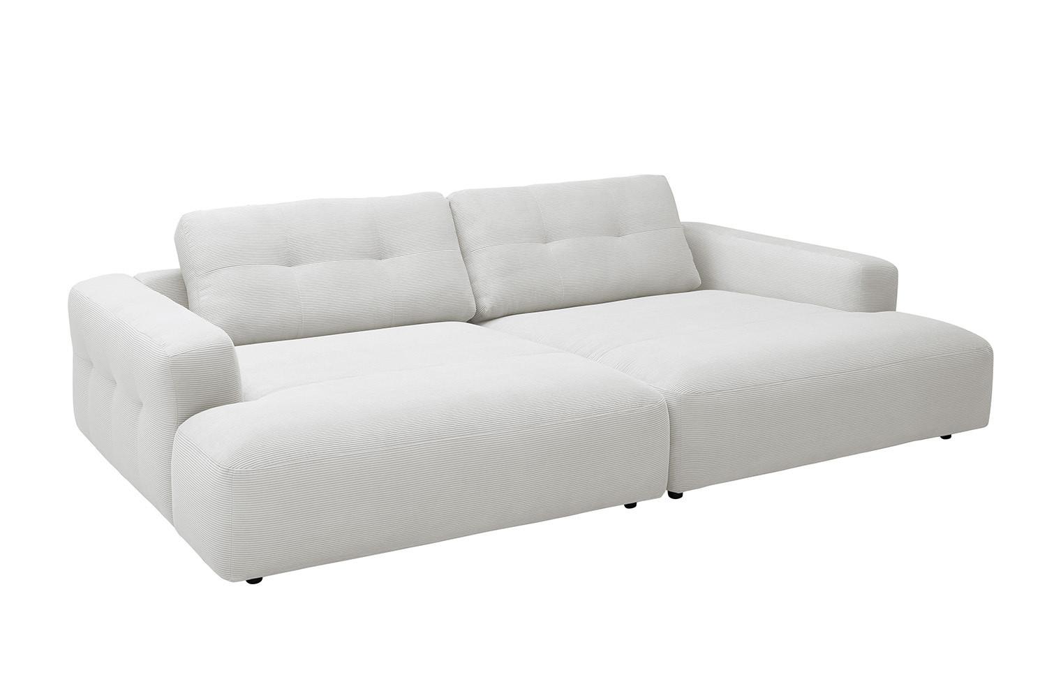 BIG SOFA MIKA Weiß Cord - Schwarz/Weiß, Kunststoff/Textil (300/86/167cm) - KAWOLA
