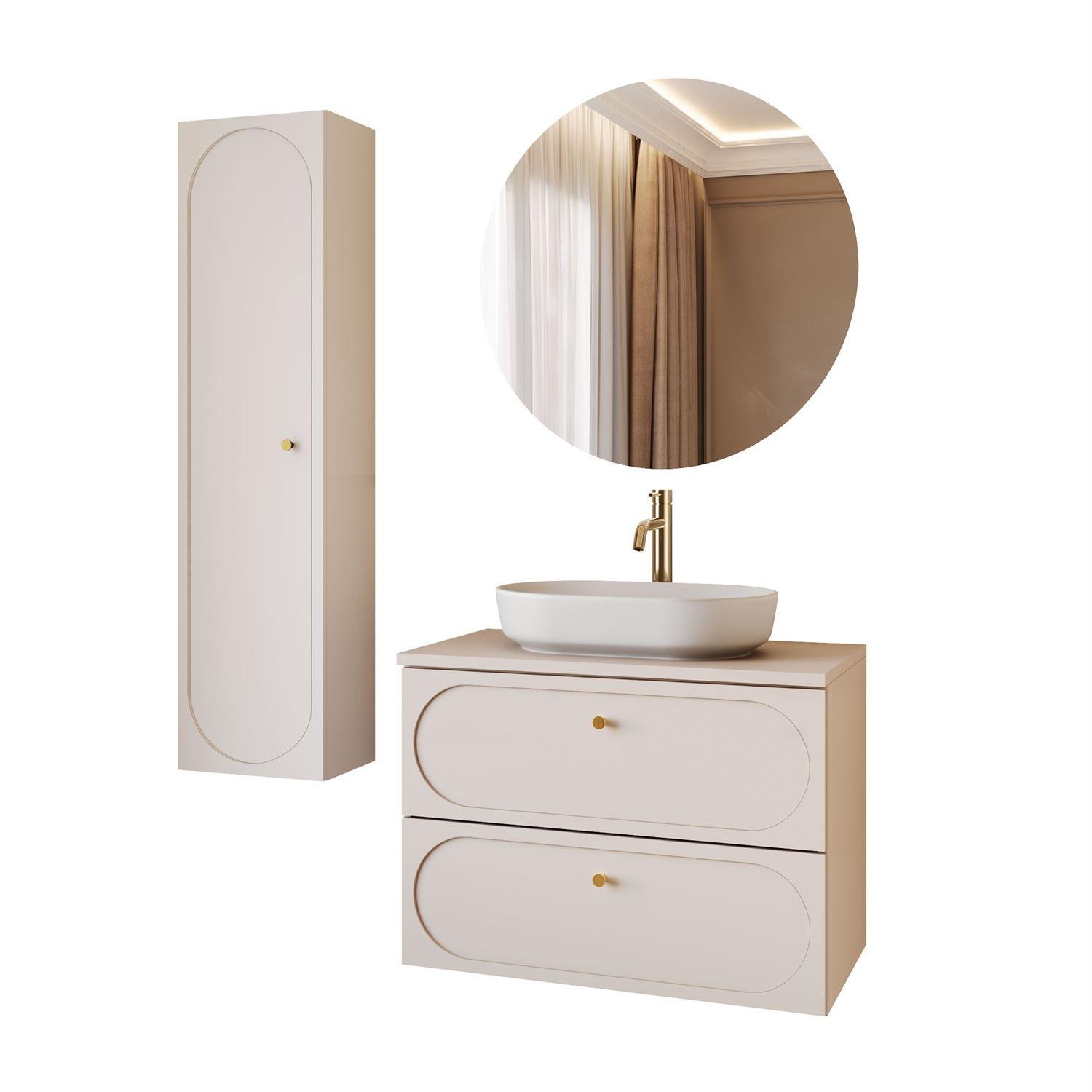 BADEZIMMERSCHRANK IVORY 60 cm - Beige, Holzwerkstoff (60.2/57/46cm) - Lookway