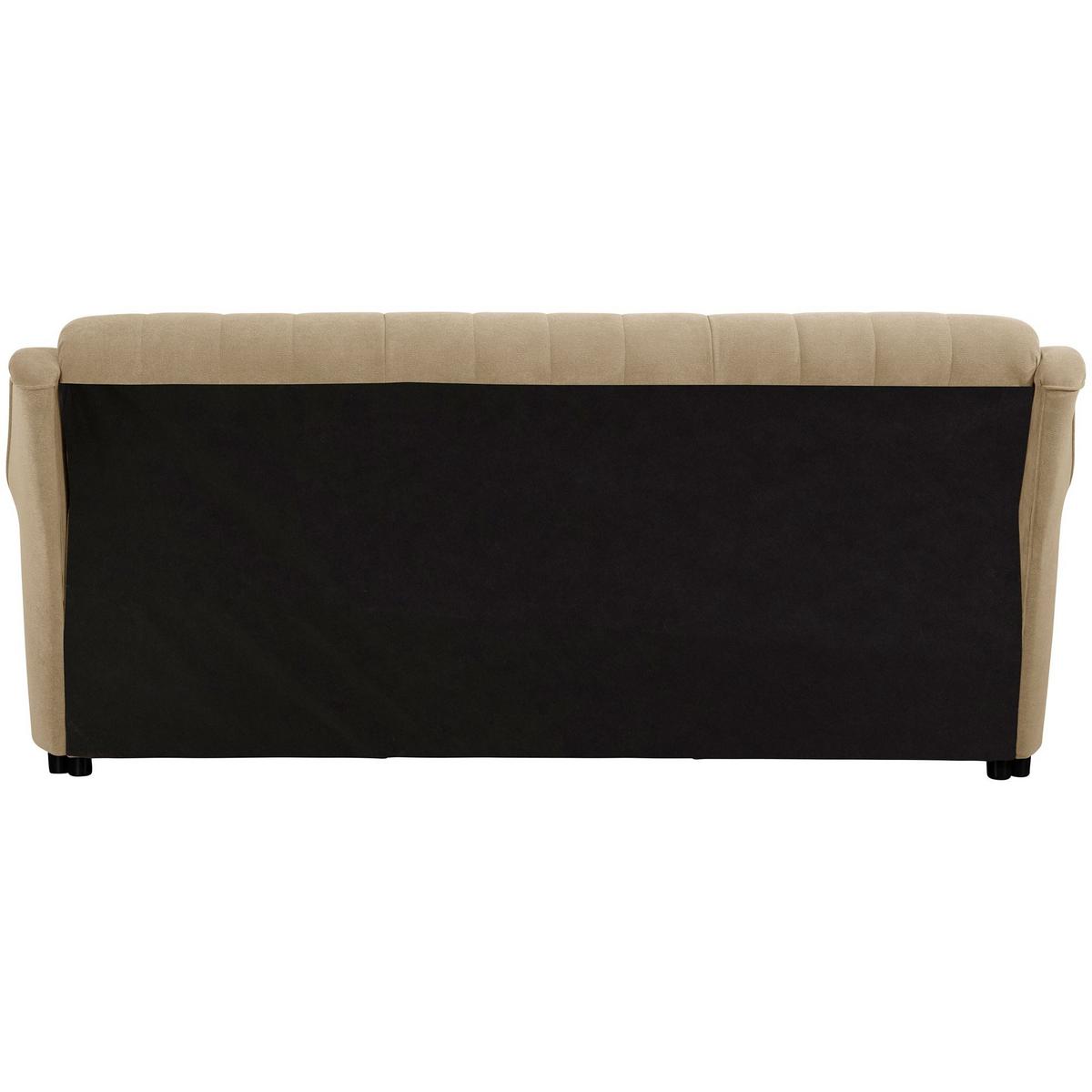 SOFA 3-Sitzer mit Bettfunktion Kaylyn Flockstoff sand - Sandfarben, Kunststoff (207/89/83cm) - 58aufmkessel