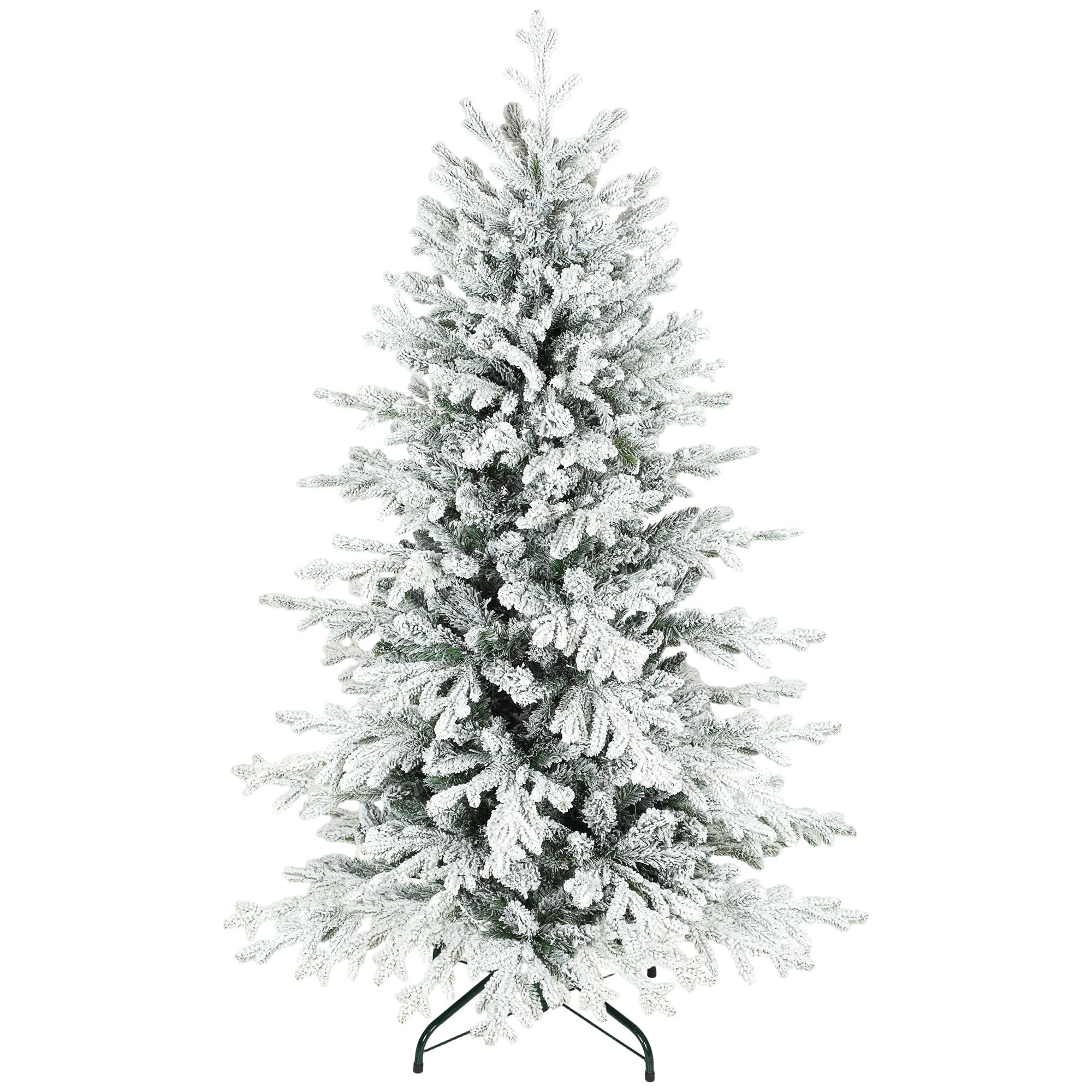 KÜNSTLICHER-WEIHNACHTSBAUM, 150cm Christbaum mit Schnee, 1162 Zweigen Grün - Grün, Kunststoff (150cm) - HOMCOM